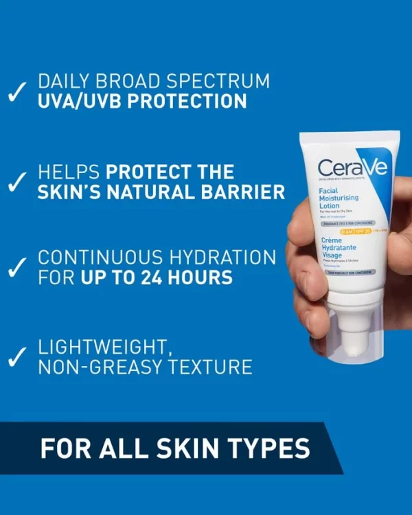 Cerave AM Facial Daily Moisturising Lotion with SPF 30 (52ml) - Image 3