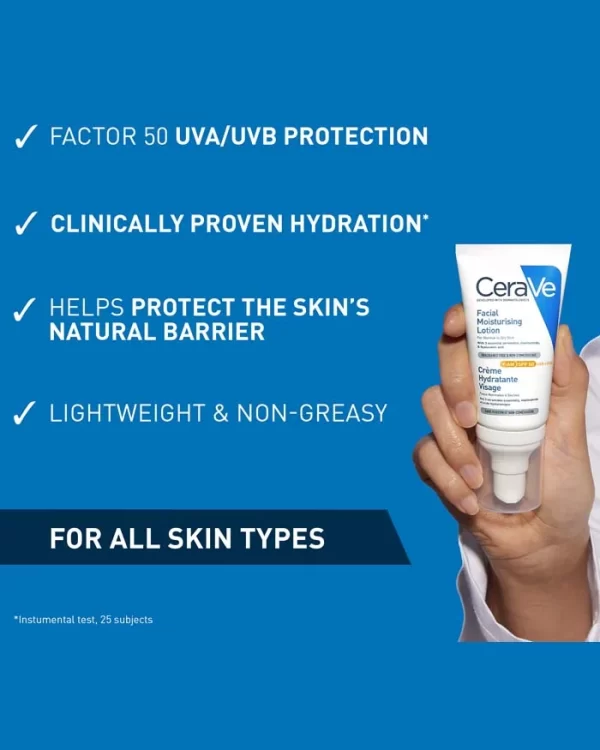 Cerave AM Facial Moisturising Lotion SPF 50 (52ml) - Image 3